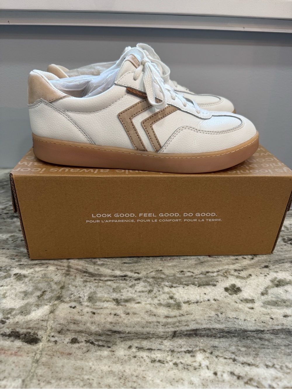 Dr. Scholl's Rebel Sport White and Tan Women's Sneakers